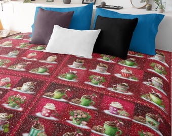 Weihnachts-Bettwäsche-Set King Size – 3-teilig, Mit Schneemann & Karomuster, 228,6x264,2 Cm