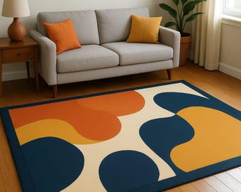 Geometric Area Rug Modern Abstract Mid Century Design