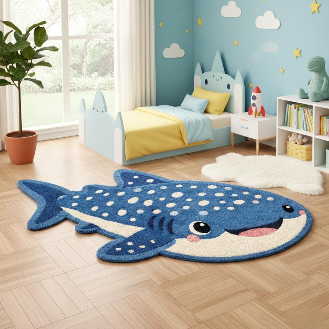 Whale Shark Shaped Kids Rug Ocean Animal Tufted Carpet - Etsy