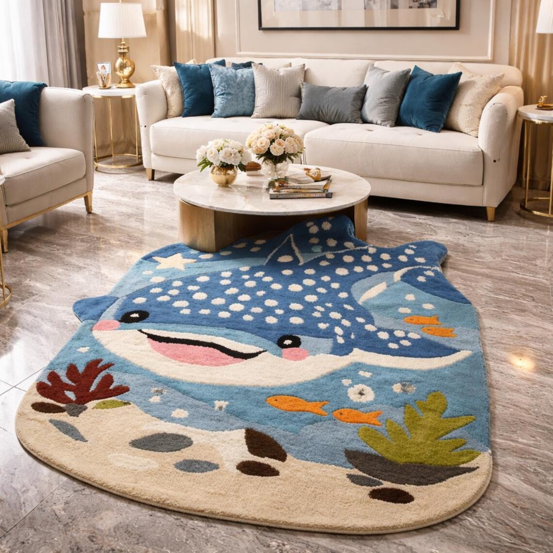 Whale Shark Shaped Kids Rug Ocean Nursery Area Rug Sea Animal Carpet - Etsy