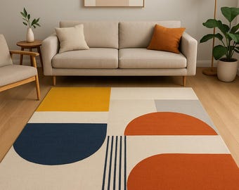 Tappeto geometrico Mid Century Modern Color Block Abstract