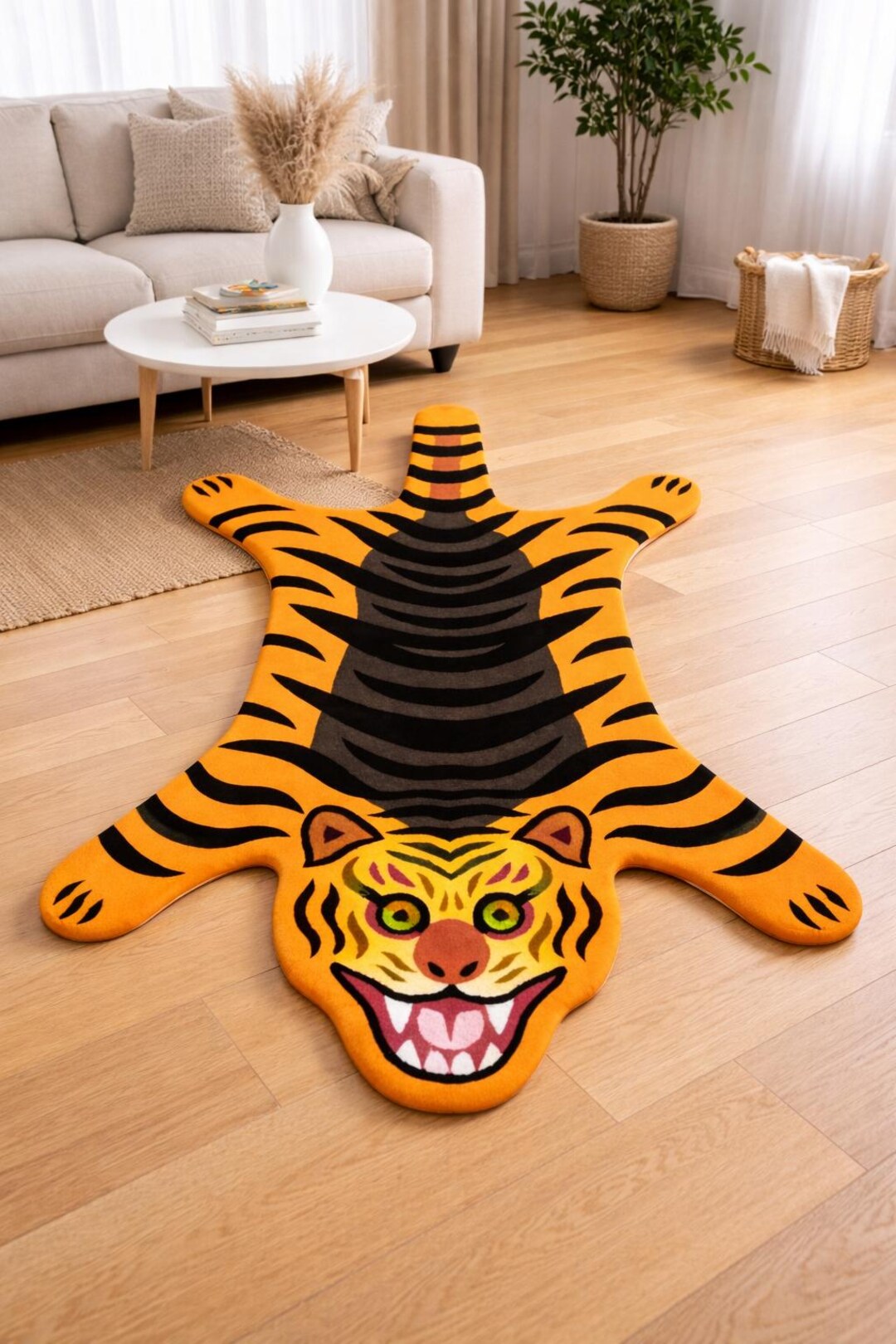 Tiger Shape Rug Handmade Tiger Shape Rug Custom Size Animal Rug for Living Room Wool ...