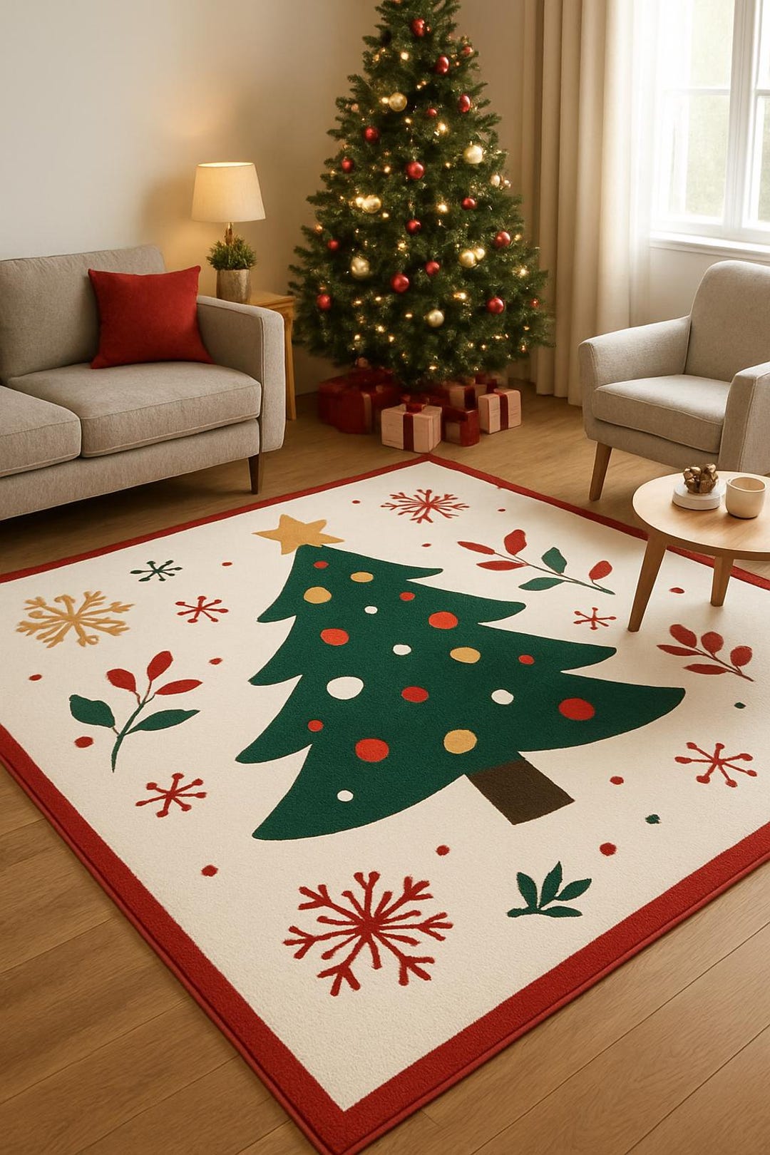 Hand-tufted Wool Christmas Tree Rug Festive Holiday Decor - Etsy