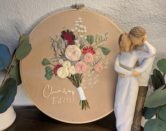 Custom Hand Embroidered Wedding Bouquet