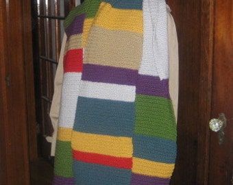 Dr. Who Keeps on Growing Longer and Longer Crocheted Acrylic Scarf, Ready to Ship