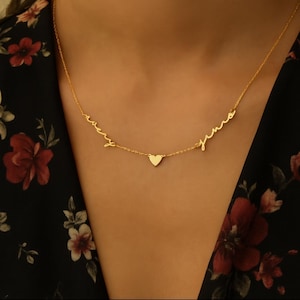 Handwriting Two Name Necklace, Twin Gift, Personalized Jewelry, Custom kids Necklace, Christmas Gift, Baby Shower, mother's Day gift jewelry