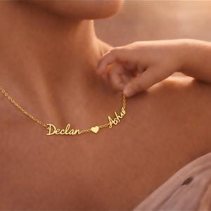 Handwriting Two Name Necklace, Twin Gift, Personalized Jewelry, Custom kids Necklace, Christmas Gift, Baby Shower, mother's Day gift jewelry