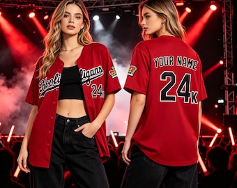 Custom Retro Hooligans 24-K Baseball Jersey, Personalized Name Number Sport Shirt, Concert Music Festival Outfit, Kpop Lover Fan Gift