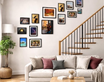 Black Wood Picture Frame Collage Set, Gallery Wall Frames set, 15 Piece