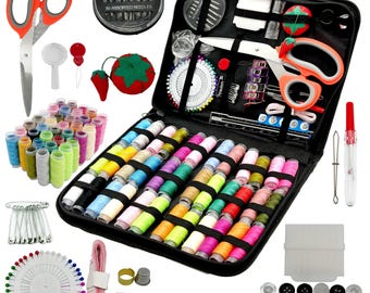 Sewing Kit –Compact Portable Set with Threads, Needles, Scissors & Tools