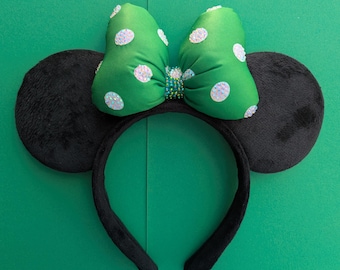 Mouse ears green with rhinestones