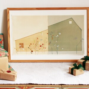 Illustrazione originale, acquerello e collage su carta. Opera d'arte unica realizzata a mano