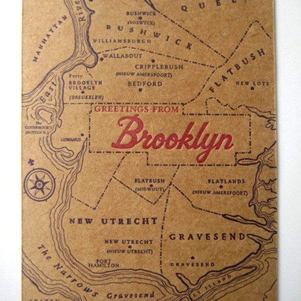 Greetings from Brooklyn - Letterpress Postcard