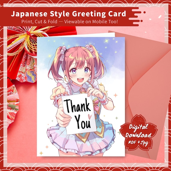 Japanese Style Idol Thank You Card (digital PDF JPEG) - Etsy Ireland