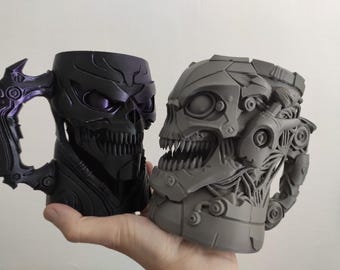Jarra de cerveza con calavera de Cyberdemon: decoración de fantasía gamer