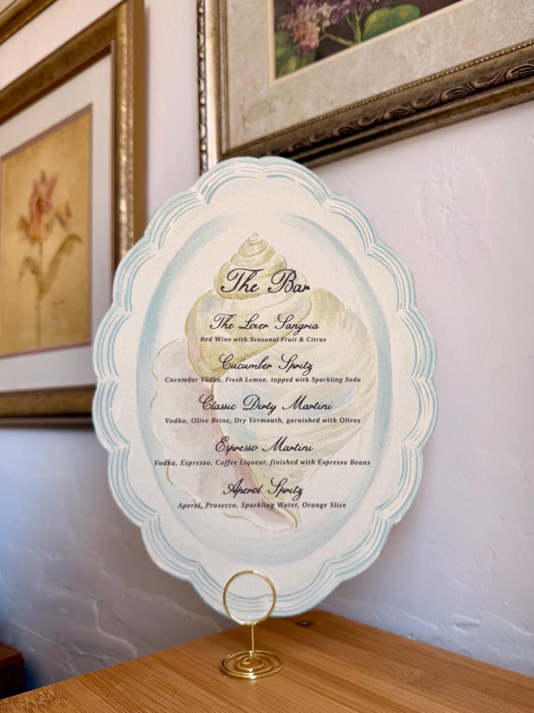 Coastal Seashell Bar Menu – Beach Wedding Bar Menu – Conch Shell Die ...