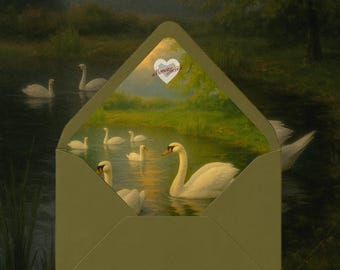 Envelope Liner Template | The Swan Lake Collection | 5 Printable Sizes | DIY Wedding | Instant Download PDF