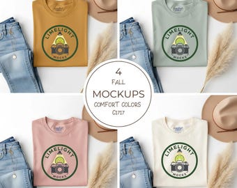 Comfort Colors 1717 T-Shirt Mockups, Flat Lay Shirt Mockup Bundle, Fall Mockup Set, Neutral Aesthetic Trendy Mocks, JPEG Digital Download