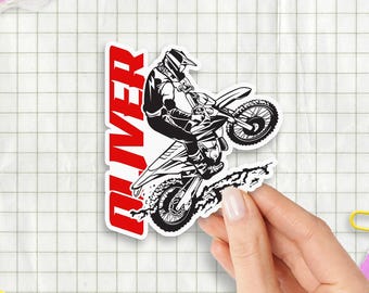 Custom Motocross Rider Sticker | Personalized Dirt Bike Name Racing Vinyl Decal