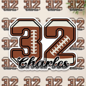 Custom Sports Team Number Sticker | Football Player Stickers | Personalized Name Labels, Player Car Decal