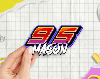 Personalized Racing Sticker | Custom Name Number Decal for Dirt Bike, BMX & Motorsport Vehicles