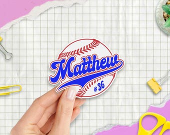 Sticker nom de baseball personnalisé | autocollant de seau de pirogue | Cadeau vinyle d'équipe