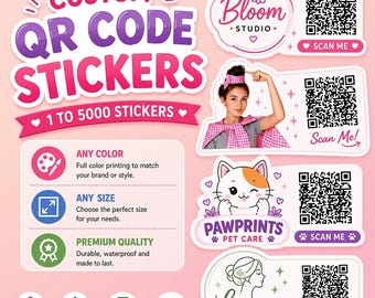Stickers QR code personnalisés : stickers en vinyle découpé, logo personnalisé, petite marque