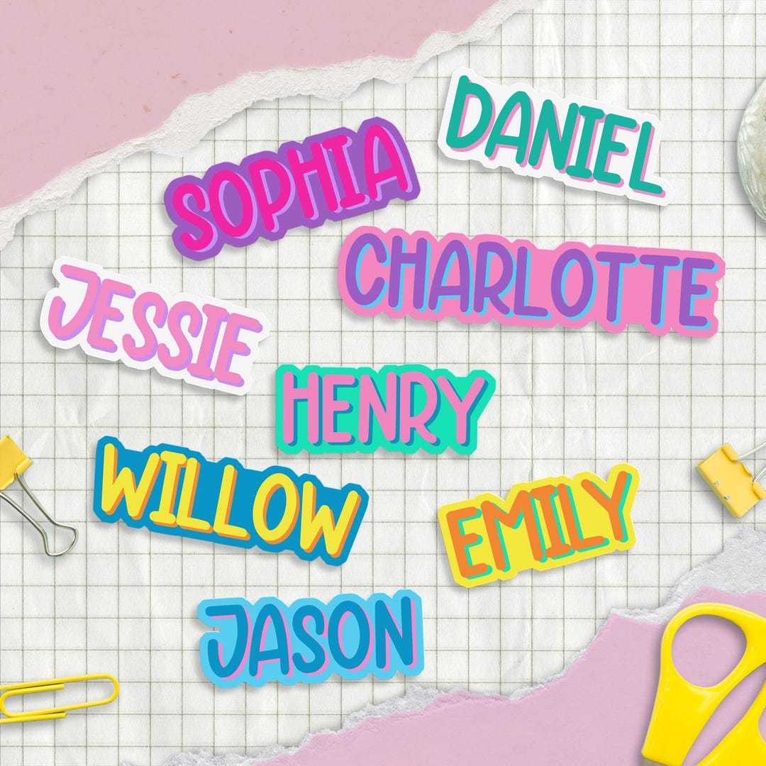 Waterproof Custom Vinyl Name Stickers: Personalized Decals - Etsy