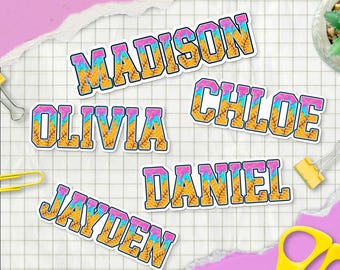 Custom Baseball Ice Cream Drip Name Stickers | Personalized Helmet Decals