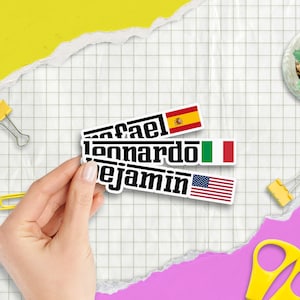Custom Racing Name Flag Sticker | Personalized Number Vinyl Decal for Car, Motorcycle, Helmet & BMX