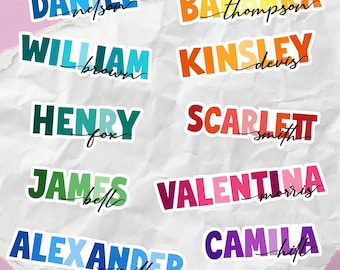 Waterproof Vinyl Name Stickers: Custom Decals for Bottles, Laptops, Daycare Labels