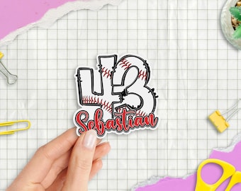 Custom Baseball Name Sticker | Personalized Vinyl Decal for Helmet & Bottle