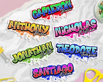 Custom Graffiti Name Sticker | Personalized Die-Cut Vinyl Decal for Water Bottles, Notebooks & Laptops