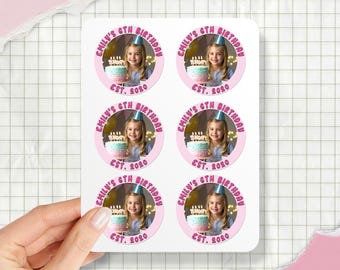 Personalized Photo Birthday Stickers | Custom Party Favor Labels for Milestone Birthdays & Events