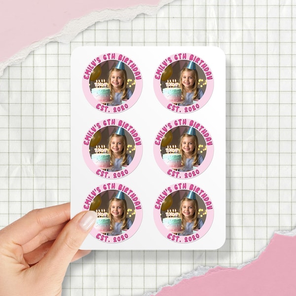 Personalized Photo Birthday Stickers | Custom Party Favor Labels for Milestone Birthdays & Events