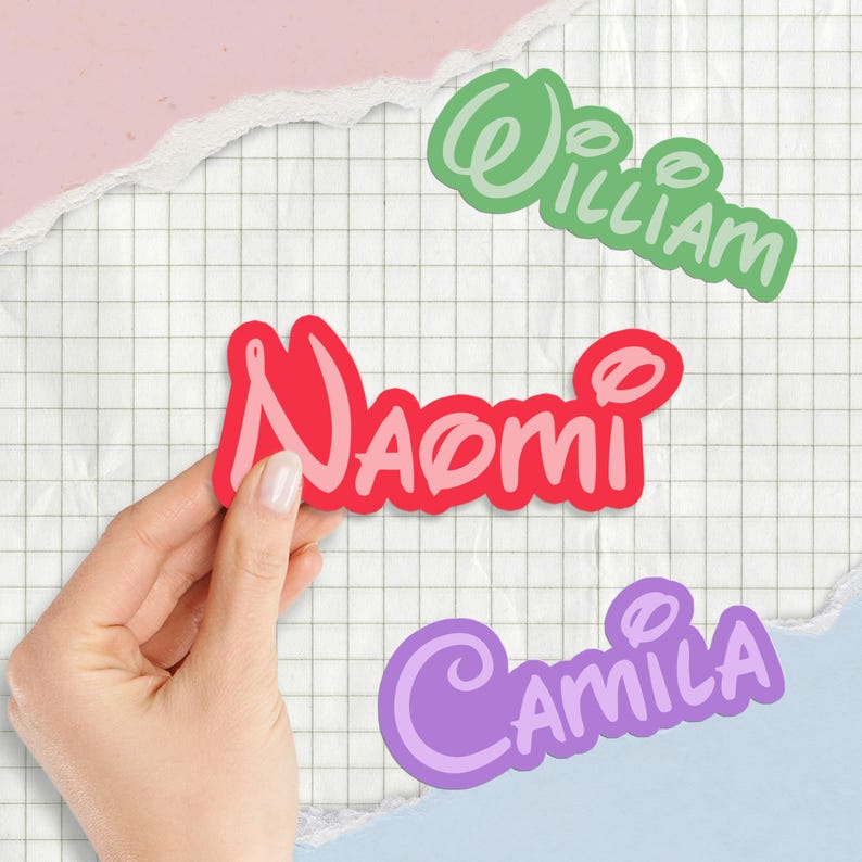 Noami Sticker Custom Pastel Name Sticker | Personalized Vinyl Label for Kids, Bottles ...