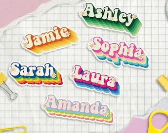 Retro Custom Name Sticker: Waterproof Vinyl Decal for Laptops, Bottles