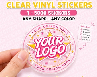 Custom Clear Vinyl Stickers | Transparent Waterproof Logo Decals for Business Branding