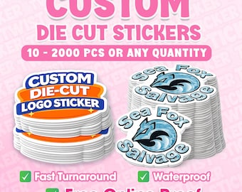 Custom Logo Stickers | Waterproof Die-Cut Decals for Business Branding & Bulk Orders