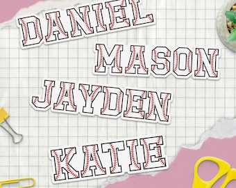Custom Baseball Name Stickers | Personalized Player Vinyl Decal for Helmet Water Bottle Laptop
