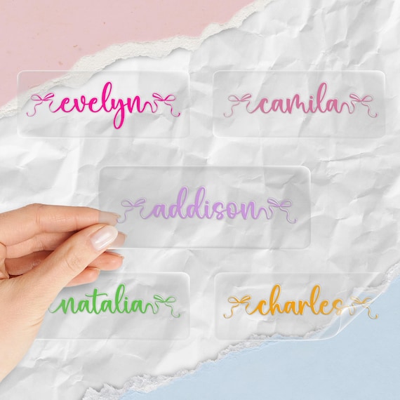 Custom Bow Name UV DTF Sticker | Personalized Ribbon Font Transfer for Cups, Tumblers & Gifts