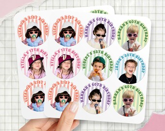 Custom Face Birthday Stickers: Personalized Photo 30th Decorations, 21st Party Favors Waterproof Vinyl Decals