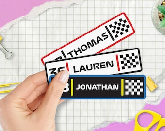Personalized Racing Number Stickers | Custom Name Vinyl Decal for Dirt Bike Helmet Car