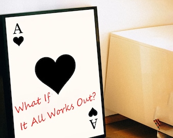 What If It All Works Out Poster,Vintage Playing Card High Definition Canvas Art Print