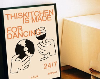 This Kitchen Is For Dancing Poster, Room Decor, Wall Art, Art Home decoration Posterwa