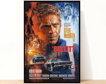 Bullitt Movie Poster, Home Decor, Room Decor, Wall Art, Gift for her