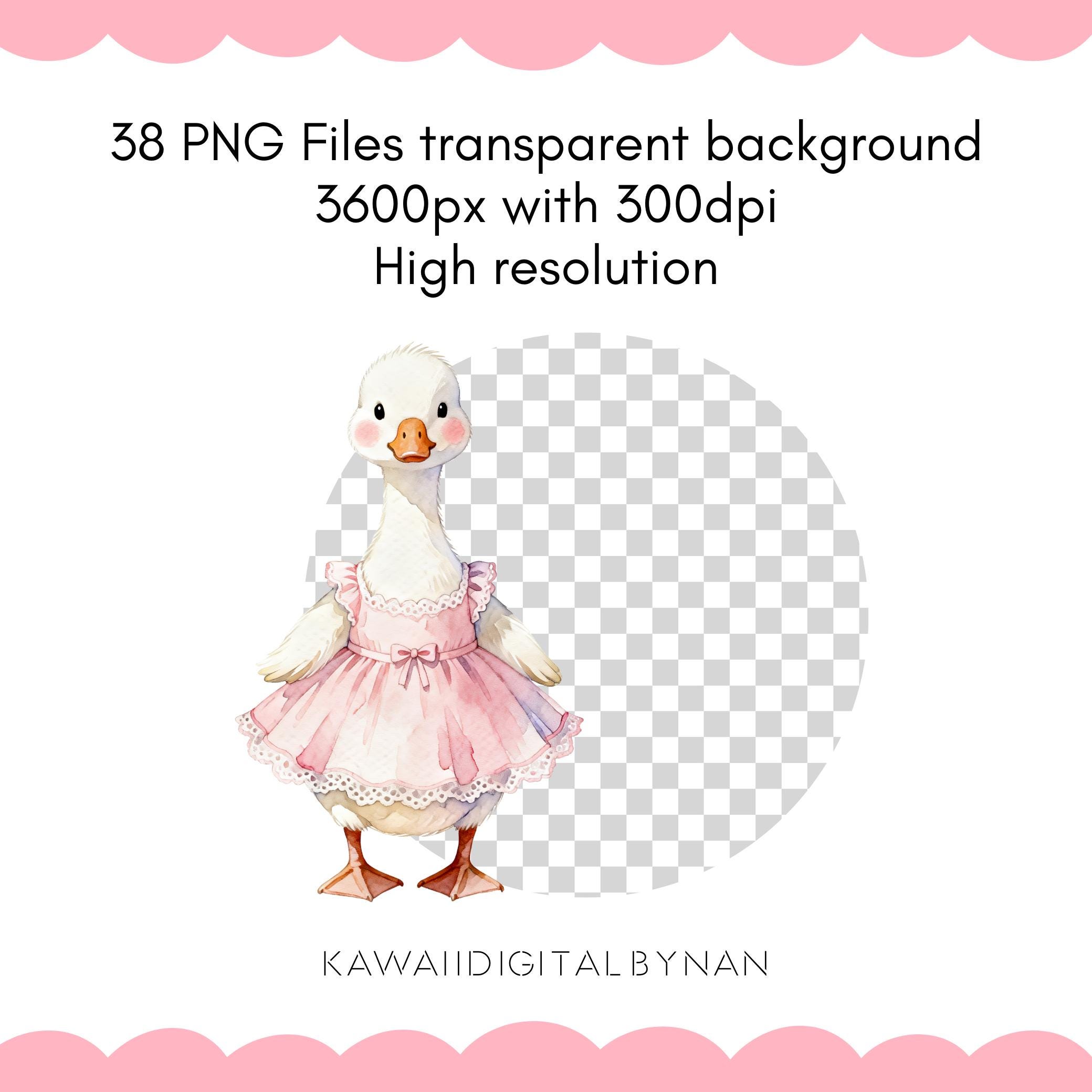 Sweet Goose Watercolor Clipart Bundle - Pink Pastel Baby Goose PNG Set ...