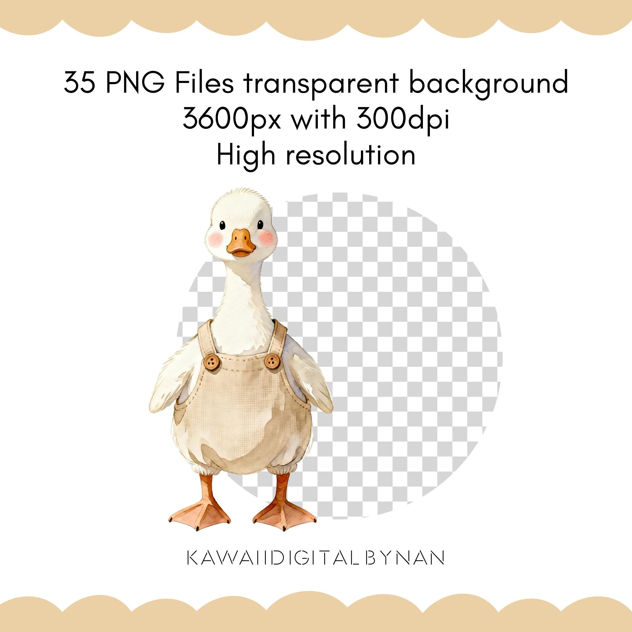 Cozy Goose Clipart Bundle – Watercolor Farm Goose PNG – Neutral ...