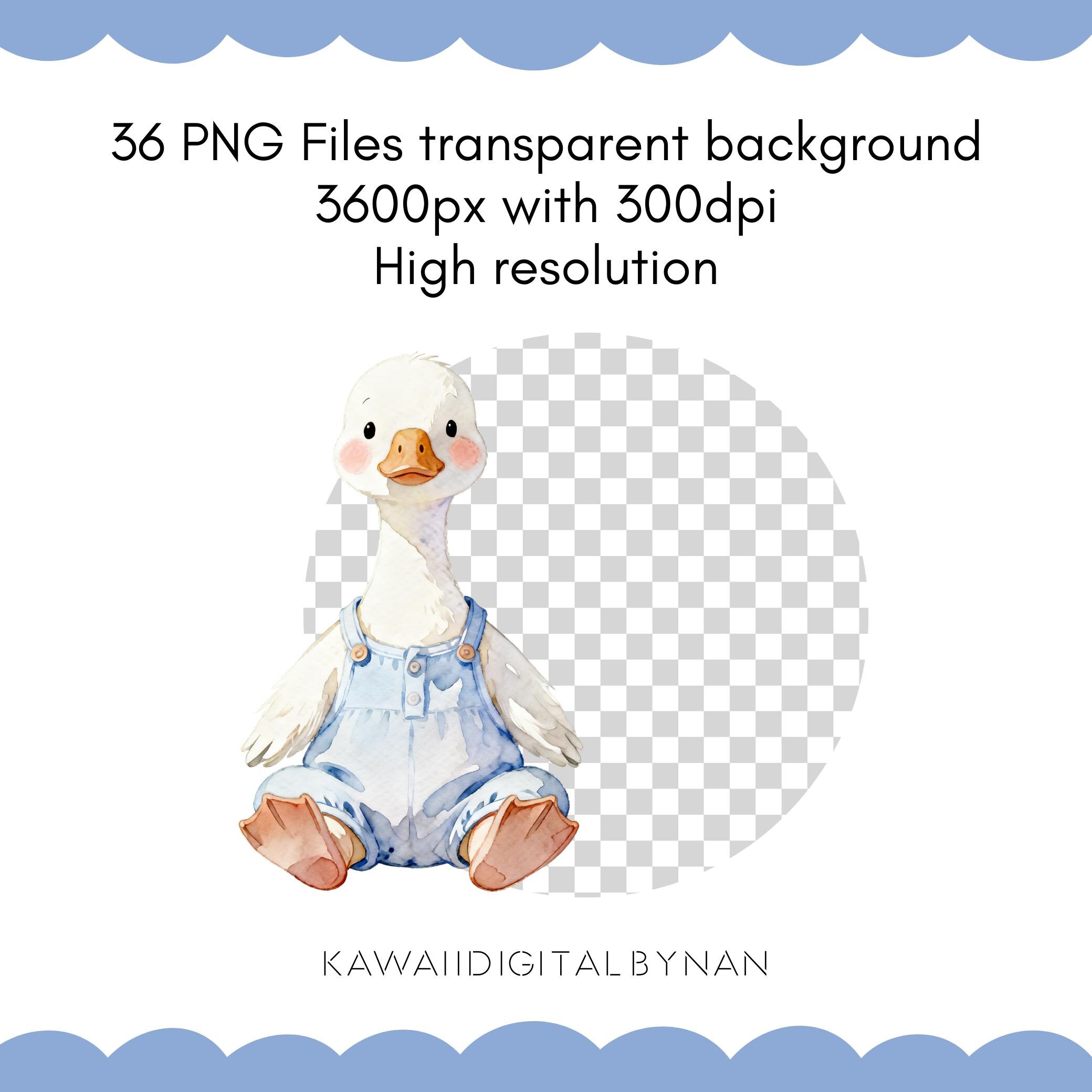 Gentle Goose Watercolor Clipart Bundle - Blue Pastel Baby Goose PNG Set ...
