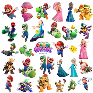 Pacchetto di immagini PNG di Super Mario Galaxy, immagini PNG di Mario Galaxy di alta qualità, sfondo trasparente, download immediato, clipart per il compleanno del film di Mario